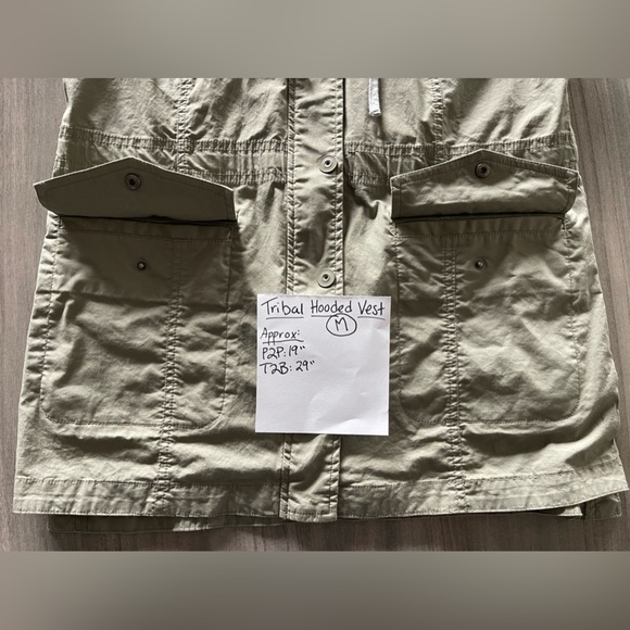 Tribal Hooded Vest - Cargo Pockets & Olive Grey - Size Medium - Picture 2 of 16